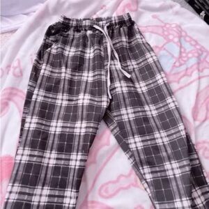 Plaid Lounge Pants with Drawstring